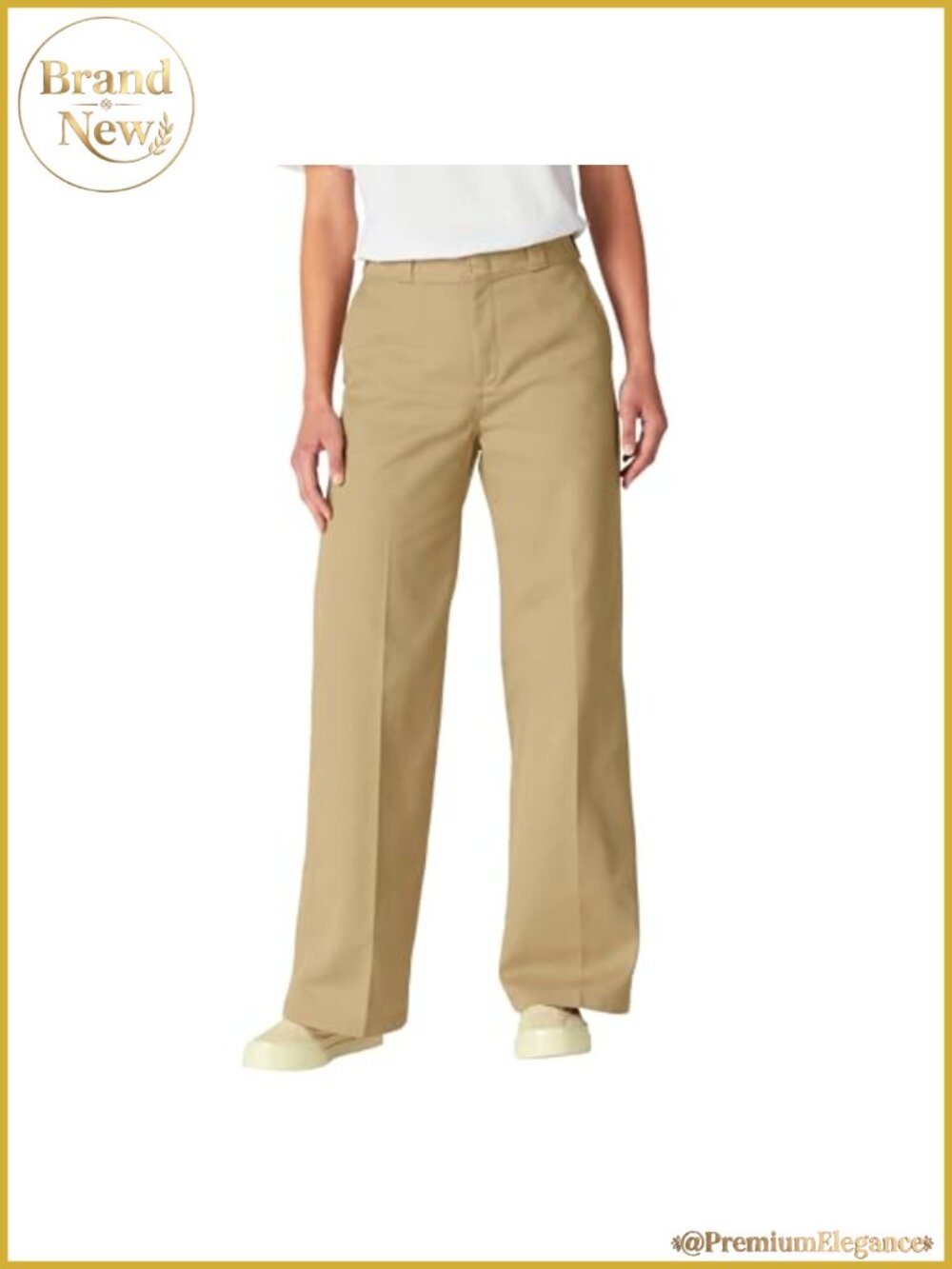 Wide Leg Work Pants Hook Eye Closure Slant Front Pockets